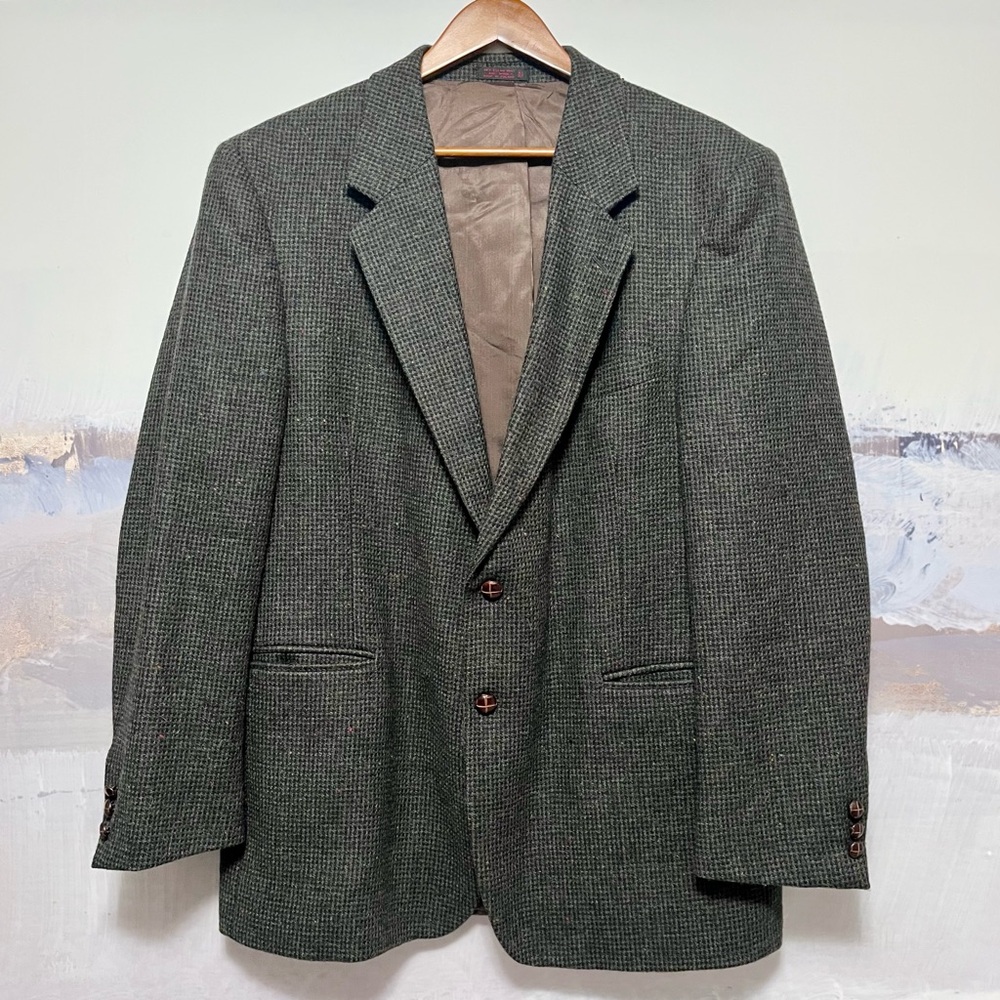 Vtg BOSTON TRADERS Men 44R Tweed Sportcoat Wool Blazer Birdseye Fleck Multicolor